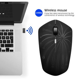 Rechargeable Wireless Mouse, Backlit Powered by Li-Polymer Battery, Optical Sensor, Nano USB Receiver,3 Stages DPI Speed, 4 Buttons for PC, Laptop, Tablet, MacBook etc. (Solo Firework)
