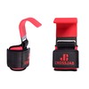 Weight Lifting Hooks Red Straps Pair, Neoprene Padded Wrist Wrap