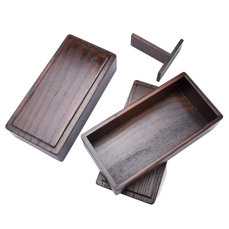 Lunch Boxes, Japanese Traditional Natural Square Wooden Lunch Container Double
