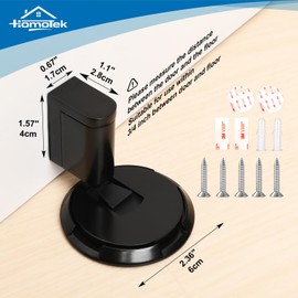 HOMOTEK Mechanical Silent Floor Door Stopper, Adjustable Door Stop Windproof Floor-Mounted Invisible Door Catch Holder for Bottom of Door Non-Magnetic for Within 3/4 Inch High Door Gaps (Black)