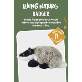 Living Nature AN234 Soft Toy Badger, Unknown, Medium (20cm), White