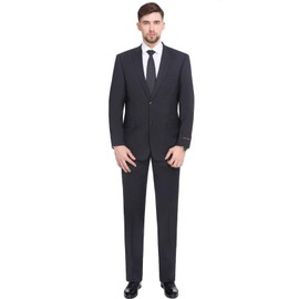 P&L Men's Premium Classic Fit 2 Piece Suit, 2 Button Blazer Jacket & Pants for Big and Tall, Daily Wear, Business & Wedding Charcoal