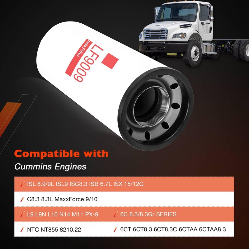 LF9009 Oil/Lube Filter Compatible With Cummins ISC 8.3L ISL/QSL 9.0L