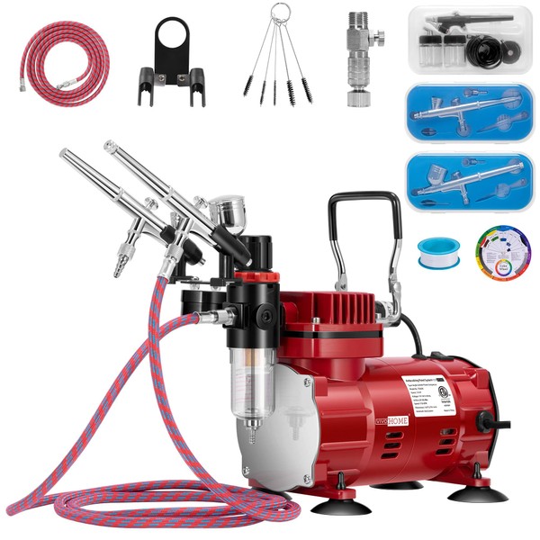 VIVOHOME Airbrush Kit with Professional Air Compressor and 3 Dual