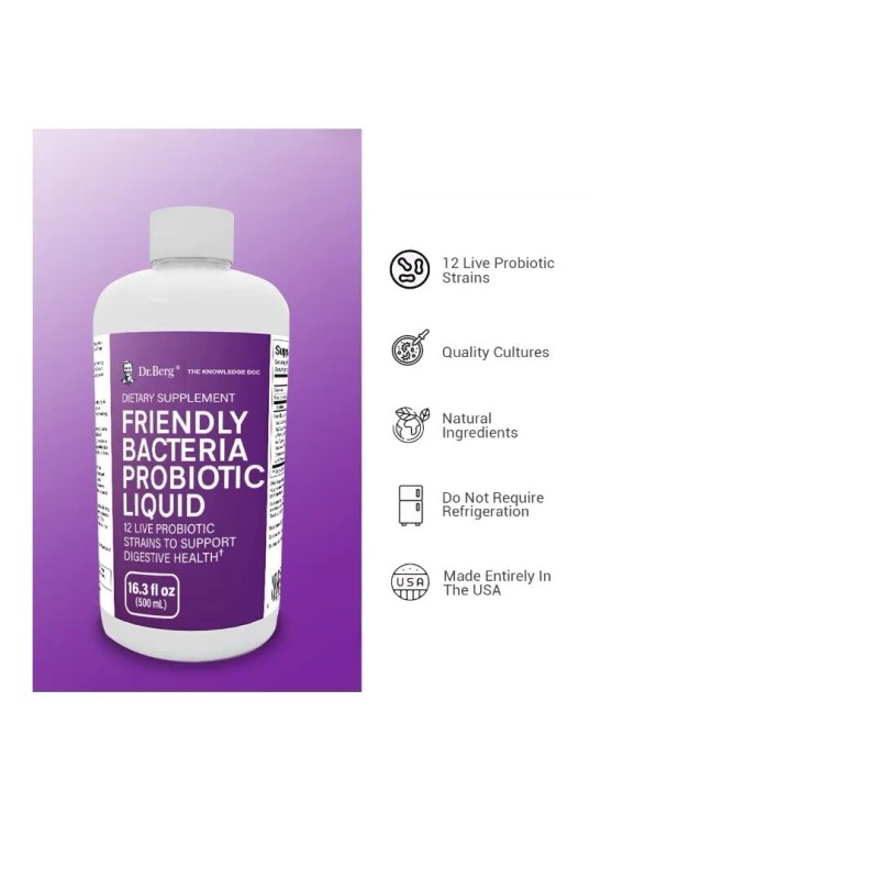 Dr Berg Friendly Probiotic Liquid Supplement Drink Mix 12 Live