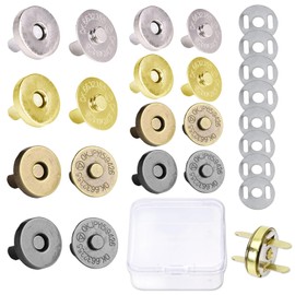 Snap Fasteners Kit Snaps for Sewing - 32-Piece Magnetic Button Set, 14mm and 18mm Sizes, 4 Colors (Gold, Silver, Copper, Gunmetal), Easy to Install, No Sewing or Tools Required, Perfect for DIY