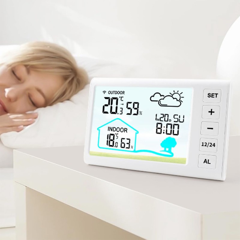 Wireless Indoor Outdoor Thermometer with Trend Backlight ABS Outdoor Thermometer