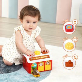 Interactive Pop up Toy with Music & Light, Montessori Cause and Effect Toys for 1 Year Old Boy Girl Toddler, Infant Early Learning Toys with Piano, Gifts for Boys Girls Baby Toy 6-9-12-18 Months