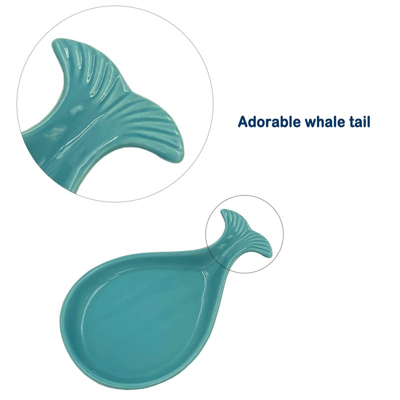 Whale Spoon Rest for Stove Top, Ceramic Spoon Holder for