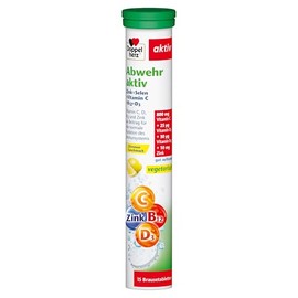 Doppelherz Active Effervescent Tablets | Zink+Selen+Vitamin C+B12+D3 - als Beitrag für die normale Funktion des Immunsystems- gut auflöslich - 15 Brausetabletten