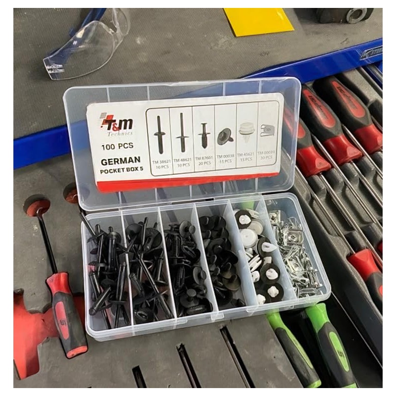T&M TECHNICS® Box of 100 Universal Fasteners, Clips, Clips and