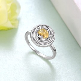 Feijiesi Highland Cow Spinner Ring 925 Sterling Silver Highland Cow Rings Cow Jewelry Gifts for Women (Size: 7)