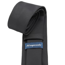 AEROPOSTALE Men's Skinny Black Neck Tie – Satin Solid Necktie, 2.5" Modern Slim Width, 100% Polyester – Formal Business & Wedding Accessory