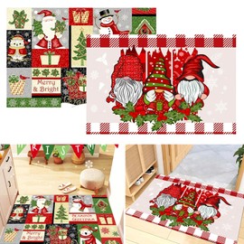 Osuter Christmas Doormat, 2 Pieces Christmas Mats, Christmas Rug Mats, Non-Slip Christmas Rug for Living Room, Bedroom, Bathroom, Kitchen