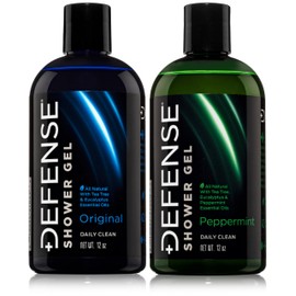 Defense Soap Organic Peppermint + Tea Tree Body Wash Combo | All Natural Shower Gel with Tea Tree Oil, Eucalyptus Oil. Wrestling Inspired, For All Mens & Womens Skin Types. 12 oz (Pack of 2)