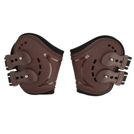 Horse Fetlock Boots Breathable Impact Absorbing Air Perforated Horse Hind Legs Boots for Fetlock Injury Protection Brown M