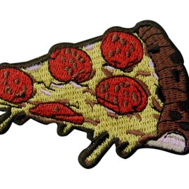 Pepperoni Pizza Patch Slice Italian Fast Food Retro Embroidered Applique Iron On Sew On Emblem