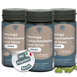 RedMoringa - Organic Hair Vitamins Capsules | with Field Horsetail, Biotin, Millet and Moringa | Natural Support for Strong Hair & Nails | 180 Capsules