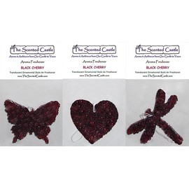 The Scented Castle 3Pack Black Cherry Scented Air Fresheners in Butterfly, Heart, Dragonfly