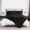 YUSOKI Black Queen Faux Fur Blanket,2 Layers,90"x90" without Pillows Big