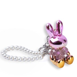 IRIVER BLANK Cute Bling Rhinestone Keychains for Women & Girls - Sparkle and Shine Crystal Key Ring Charm for Handbags, Car Keys,Coin Purse,backpack (Sitting Bear-Pink)