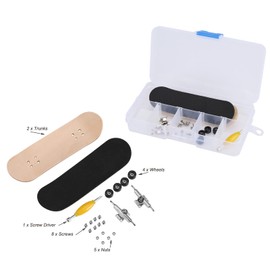 Mini Finger Skateboard - Wooden Finger Board with Smooth Bearings, Maple Wood, Soft PU Pad, Realistic Sway, Portable and Lightweight (Black)