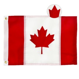 FRF FLAG FRF FLAG Canada Flag 12x18 Inch, Embroidered Canadian Flag, 210D Nylon Canada Boat Flag, with 2 Brass Grommets and 4 Rows of Lower Stitches