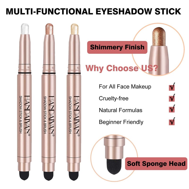 SAUBZEAN Dark Brown Eyeshadow Stick Makeup, Highlighter Cream Eye Shadow
