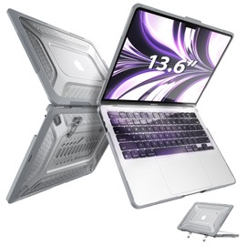 SEYMAC for MacBook Air 13.6 inch Case (2022/2024) M3 A3113/M2 A2681,Plastic Hard Shell Case with Fold Kickstand Shockproof for New MacBook Air 13.6 inch, Grey