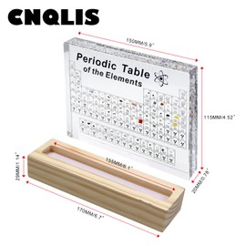 CNQLIS Periodic Table with 83 Real Elements Inside, Acrylic Periodic Table of Chemical Elements, Periodic Table Display with Elements for Teacher Students,with Wooden Base