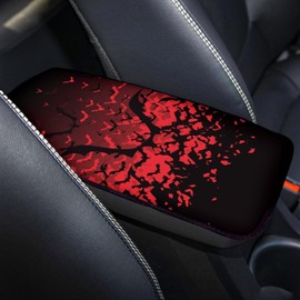 Darisoco Red Bat Armrest Pad Cover for Cars Arm Rest Cushion Pads Car Center Console Cushion Non Slip Car Accessories Car Christmas Decoration