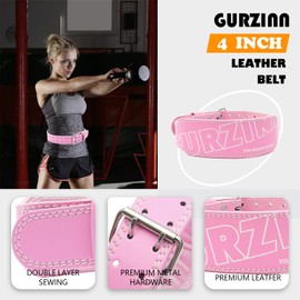 9mm Leather Fitness Weight Lifting Belt for Women&Men with 4 Inches Padded Lumbar Support for Power Lifting Workout & Squats Exercise