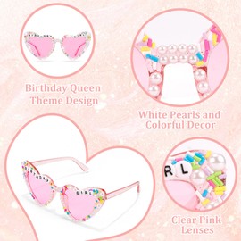 Tihebax Birthday Glasses for Girls Women, Birthday Girl Glasses Birthday Sunglasses for Women Girls Happy Birthday Glasses Birthday Accessories for Women for Birthday Party Outfit