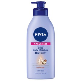 NIVEA Shea Nourish Body Lotion for Dry Skin with Hyaluronic Acid, Shea Butter and Deep Nourishing Serum, 48-Hour Body Moisturizer, 33.8 Fl Oz Pump Bottle