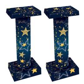Beistle 2 Piece 33.75" x 14.25" Cardboard Starry Night Short Column Photo Props, Prom Decorations, Awards Theme Backdrops