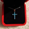 PELEIFA Blue Opal Cross Crucifix Necklace,Opal 925 Stering Silver Saint