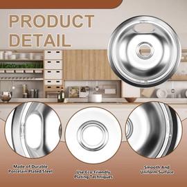 W10196405(8”) W10196406(6”) Electric Stove Burner Drip Pans & MP22YA Electric Range Burner Element Unit Set by Cenipar-Compatible with Whirl-pool Ken-more Ama-na Range Oven/Stove