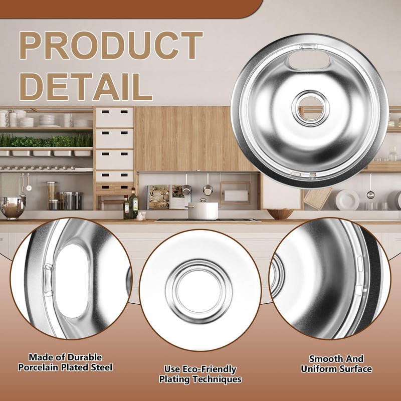 W10196405(8”) W10196406(6”) Electric Stove Burner Drip Pans & MP22YA Electric