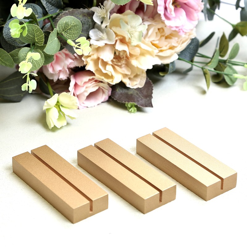 UNIQOOO 20 Pack 4" Gold Birch Wood Stands for Wedding