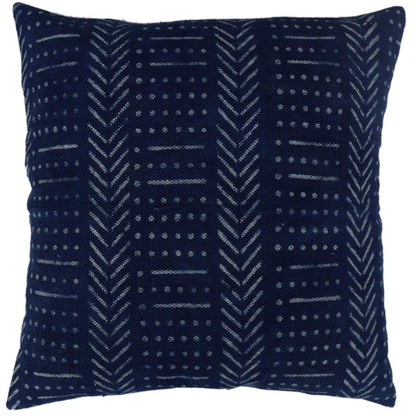 Trade Star Indigo Hand Woven Rug Pillow, Indian Hand Block Print Cushion, 100% Cotton Mud Cloth Throw Pillow, Authentic Rug Cushion Cover for Couch, Tribal Pillow for Living Room 24 x 24 Inches, Pattern 4