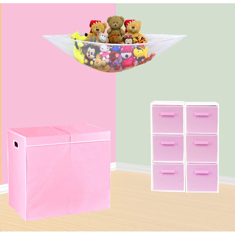 Simple Houseware Double Laundry Hamper with Lid and Removable Bags,