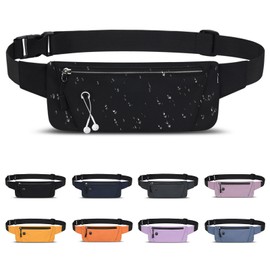 Mayoii Running Belt with Waterproof Adjustable Study Strap, Slim Lightweight Marathon Jogging Phone Holder Waist Bag for Women and Men (Black)