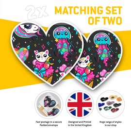 2 x Heart Stickers 15 cm - Kawaii Anime Animals Japanese Fun Decals for Laptops,Tablets,Luggage,Scrap Booking,Fridges, #2812