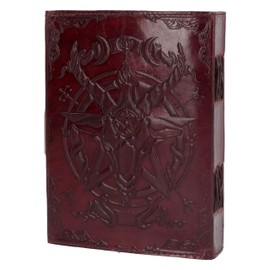 Nemesis Now Baphomet Leather Journal 15x21cm, Leather Cover, Red, 156 Pages, Premium 300gsm Paper