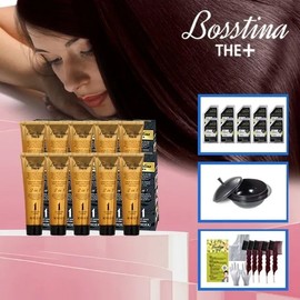 [All Customers Pot Lid Cauldron] Bostina The Plus 10 boxes + 10 ampoules + 5 tail combs reddish brown / [전고객 솥뚜껑 가마솥] 보스티나 더 플러스 본품 10박스+앰플 10매+꼬리빗 5개 적갈색