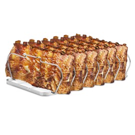 Large Rib Rack for Smoking - 6 Slots Rib Racks for Grilling - Easy to Use and Clean BBQ Premium Durable Rib Rack Stainless Steel