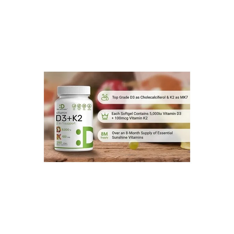 Deal Vitamina D3 5000 Iu + K2 100 Mcg 500