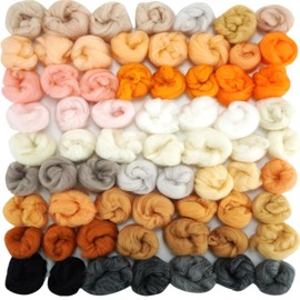 Misscrafts 72pcs 7.6 oz 24 Colors Nature Fibre Wool Yarn Roving Needle Felting Hand Spinnings 3g/Pack for Needle Felting Wet Felting DIY Hand Spinning