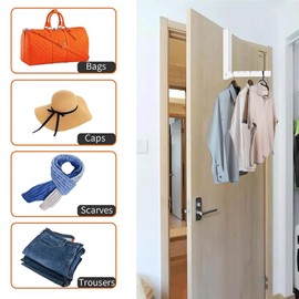 Over The Door Hangers for Clothes | 2-Piece Bathroom Door Towel Rack - Foldable Clothes Hanger with 6 Groves Over The Door for Coat Hats