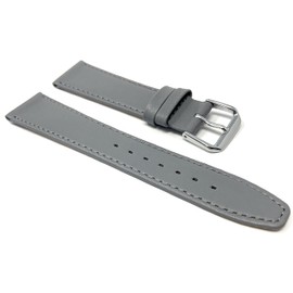 Bandini 20mm Italian Leather Watch Strap Band - Grey/Gray with Stitching - Classic - Slim